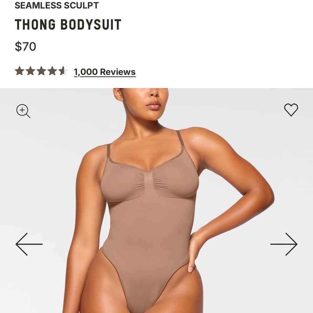Skims Cognac Brown Thong Bodysuit